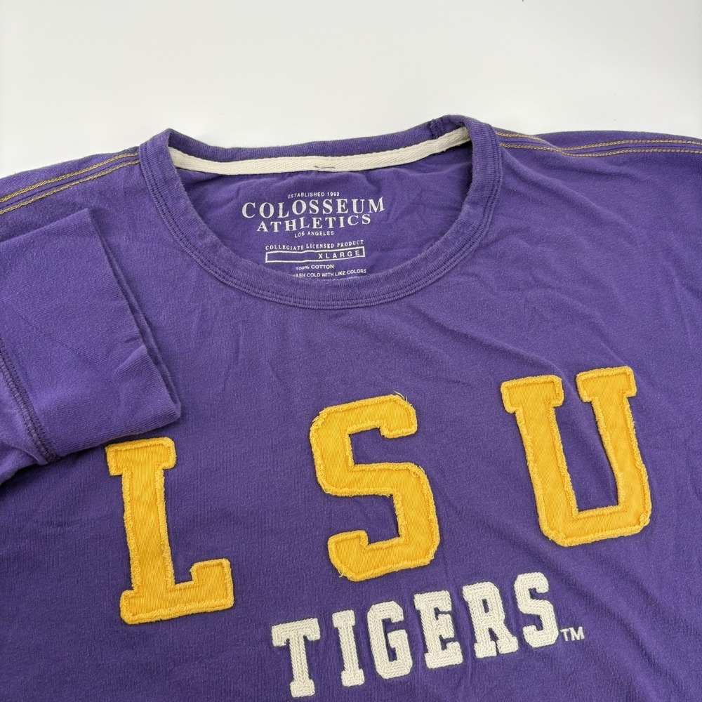 Colosseum Athletics LSU Tigers Purple‎ Long Sleeve Shirt XL W Stitched Lettering